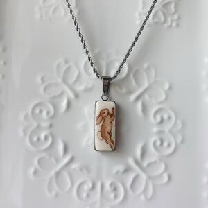 Silver Bunny Necklace | Broken China Jewelry | Royal Doulton Bunnykins